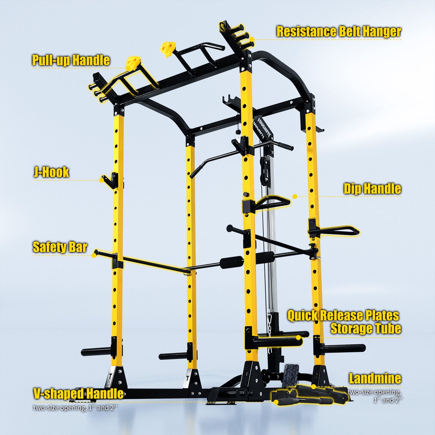 ToughFit PR-410 Max Power Rack with Lat Pulldown Pulley System