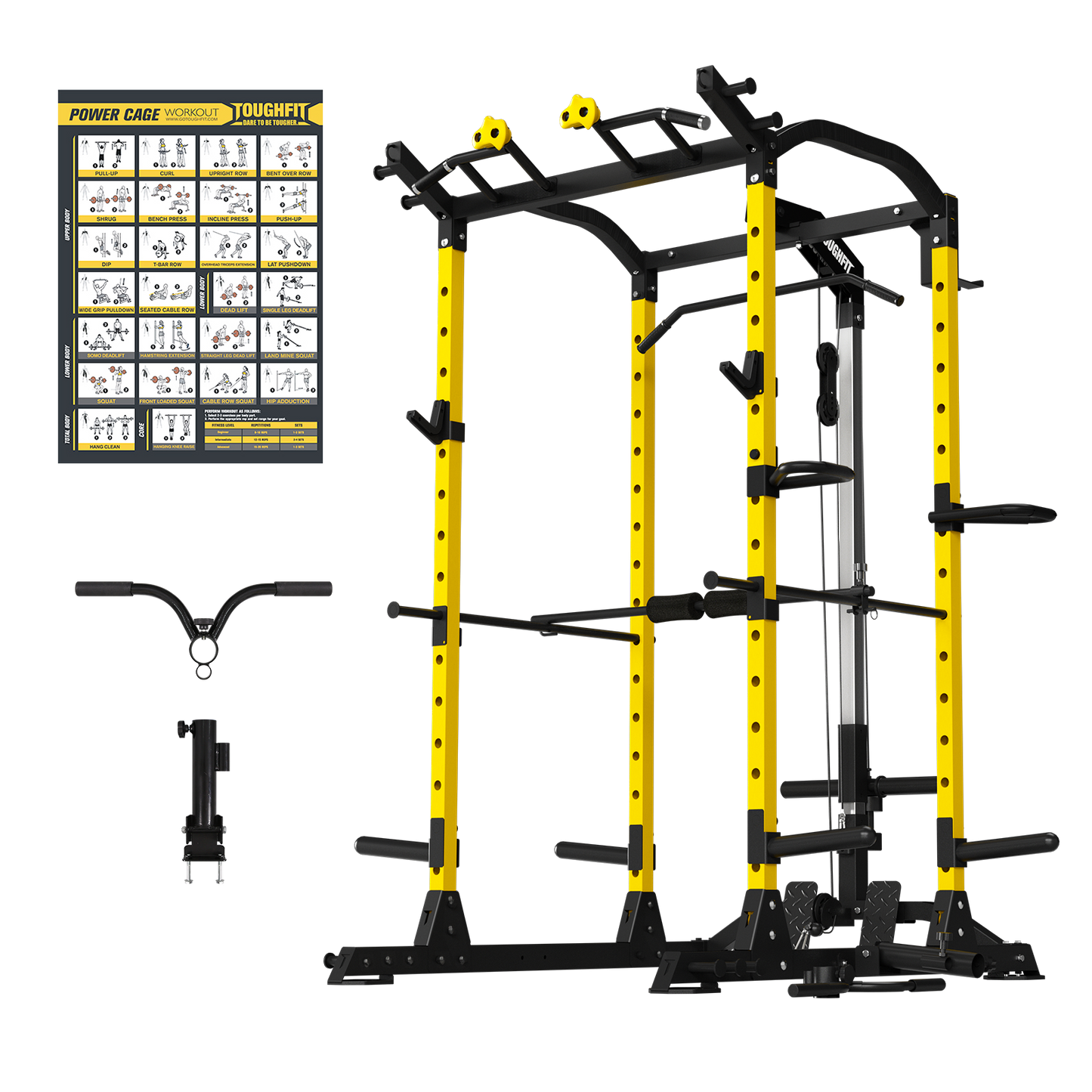 ToughFit PR-410 Max Power Rack with Lat Pulldown Pulley System