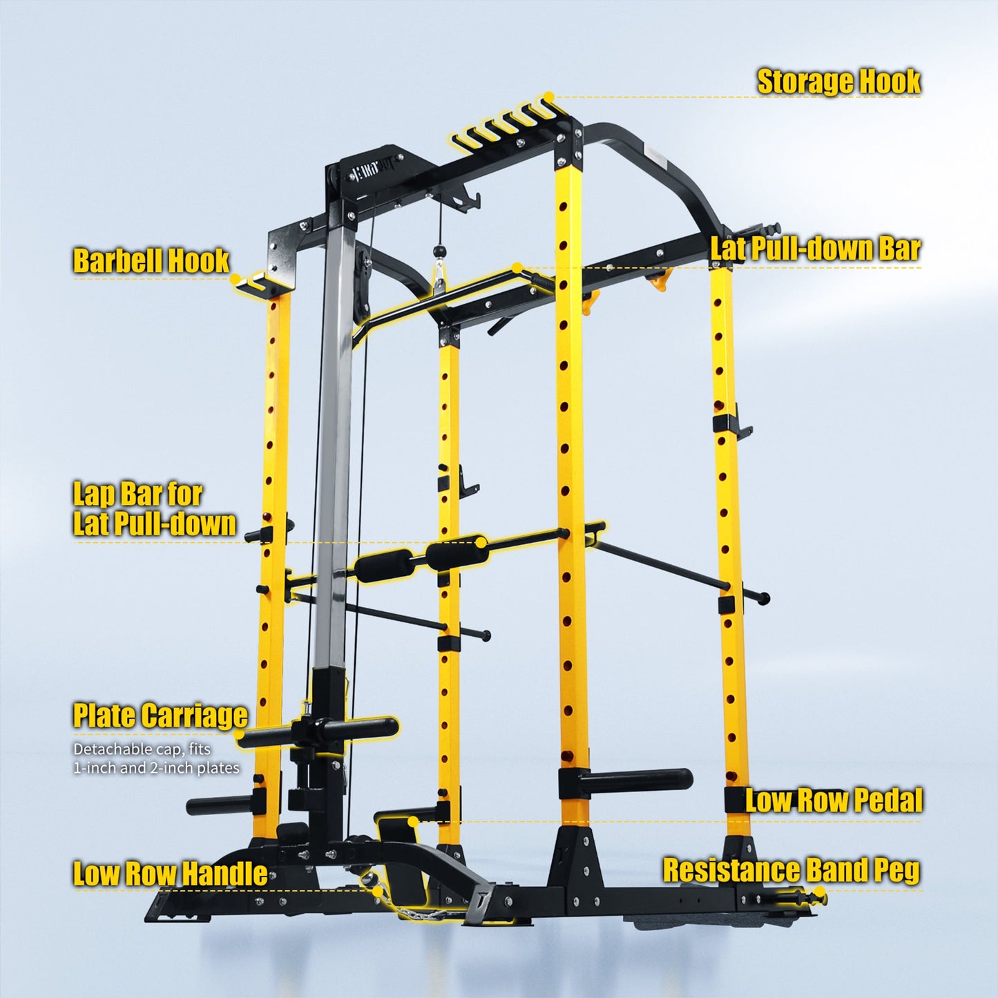 ToughFit PR-410 Max Power Rack with Lat Pulldown Pulley System
