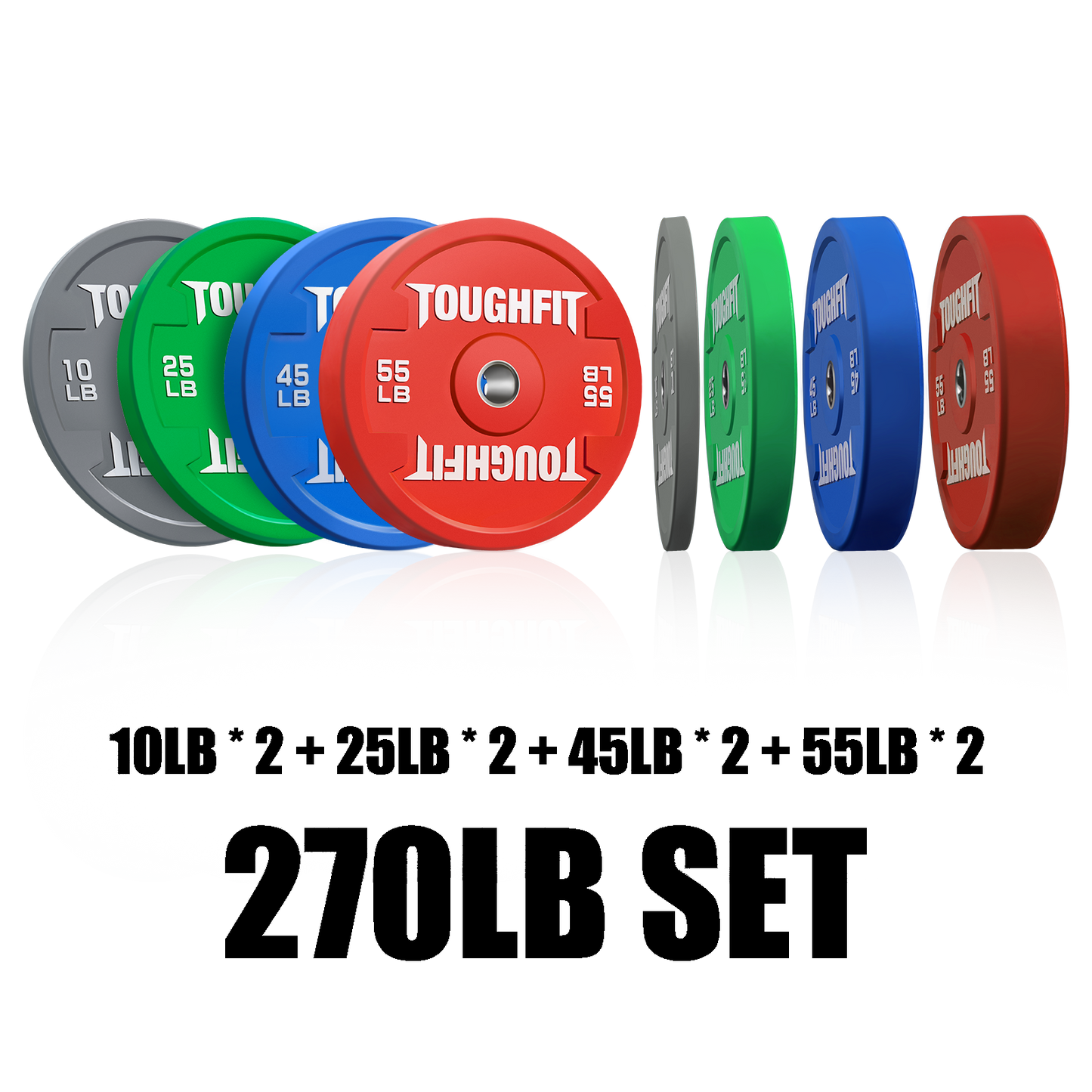 ToughFit Color Olympic Weight Plates Bumper Plates Set