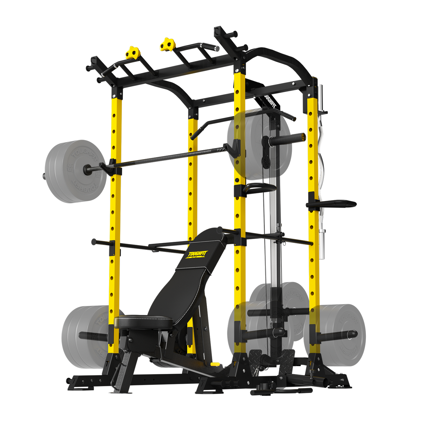 ToughFit PR-410 Max Power Rack with Lat Pulldown Pulley System