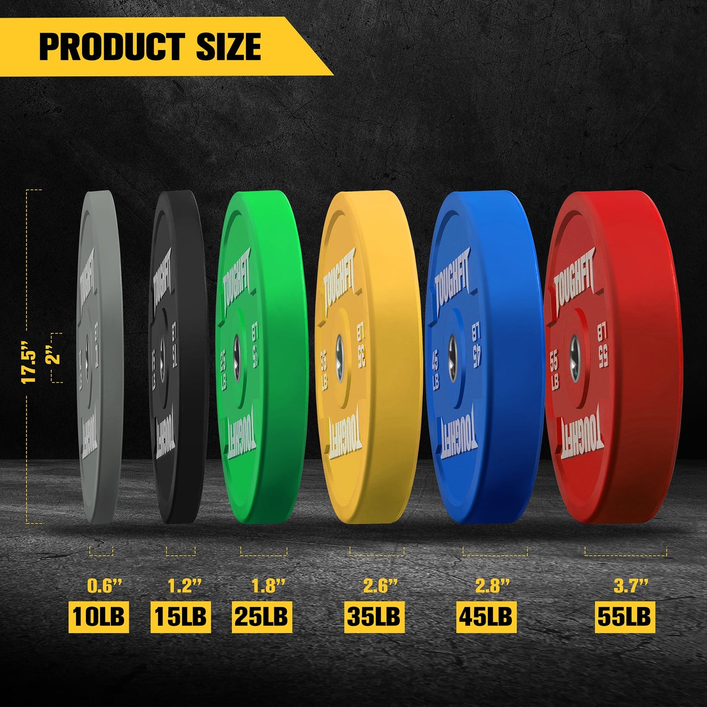 ToughFit Color Olympic Weight Plates Bumper Plates Set
